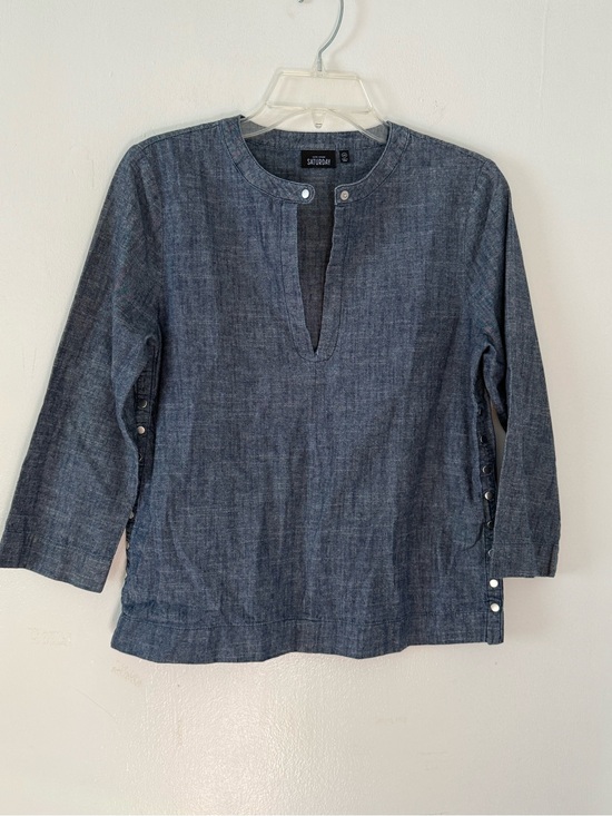 kate spade Tops - Kate Spade Saturdays Chambray Split Neck Tunic Top in Denim Blue